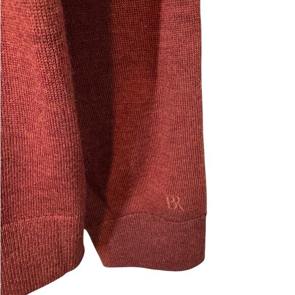 Banana Republic Men's Italian Merino Wool Half Zip Sweater Rust Red Orange Large - Picture 6 of 9